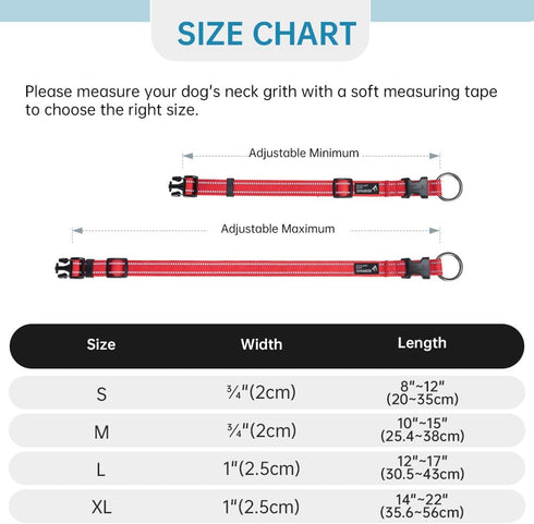 EXCELLENT ELITE SPANKER Reflective Dog Collar, Classic Breathable Nylon Adjustable Pet Collar for Small Medium Large