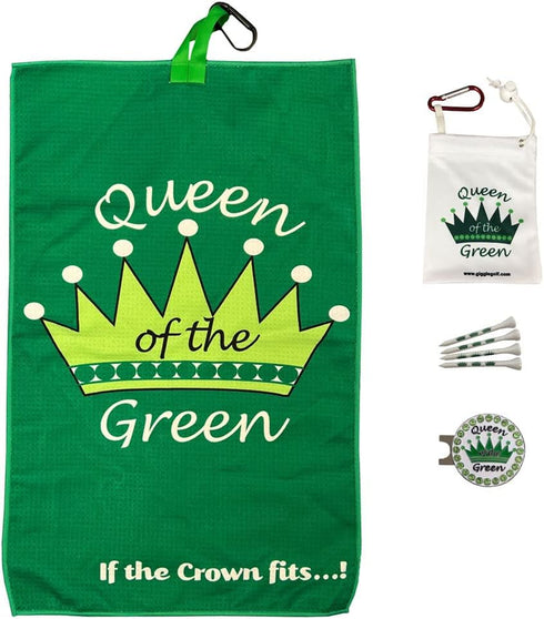 Par 3 Golf Kit - Includes Waffle Towel, Tee Bag with 4 Tees, Bling Golf Ball Marker with Hat Clip
