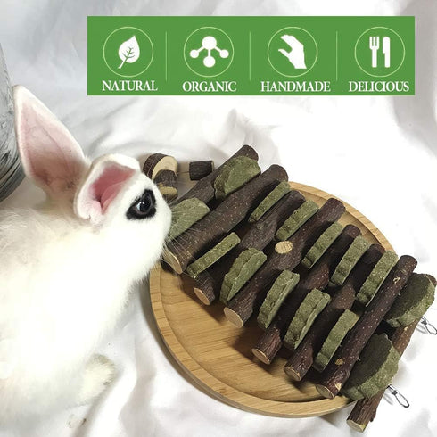 kathson Rabbit Bunny Chew Toys for Teeth, Natural Apple Wood Hanging Treats for Guinea Pigs, Chinchillas, and Rabbits