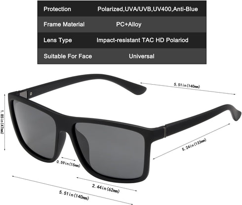 NIEEPA Men's Sports Polarized Sunglasses, Square Frame Glasses NP1007