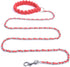 Chew Proof Chain Dog Leash 5.5ft Heavy Duty Metal Pet Lead with Soft Rope Handle for Medium Large Dogs