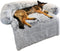 Fluffy Plush Calming Dog Bed Mat with Removable Washable Cover for Large Medium Small Dogs and Cats (Large, Light Grey)