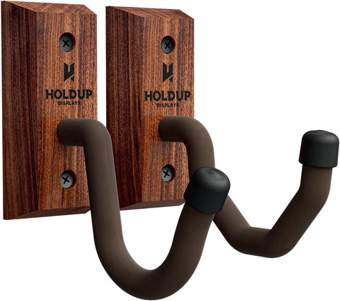 Hold Up Displays Gun Wall Mount, AR Rifle Shotgun Holder, Walnut Hardwood Gun Display Made in USA