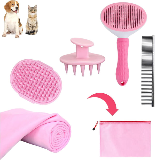 Dog Bath Brush Bathing Kit 5PCS - Pet Washing Brush, Dog Brush
