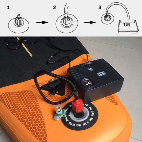 Inflatable SUP Pump Adaptor Compressor with 4 Air Valve Nozzles for Paddle Board, Inflatable Boat, and Bed