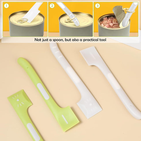 4Pcs Pet Food Can Spoon, Silicone Mixing Spoons for Pet Dog Cat Feeding & Wet Food Storage (Green, Gray)