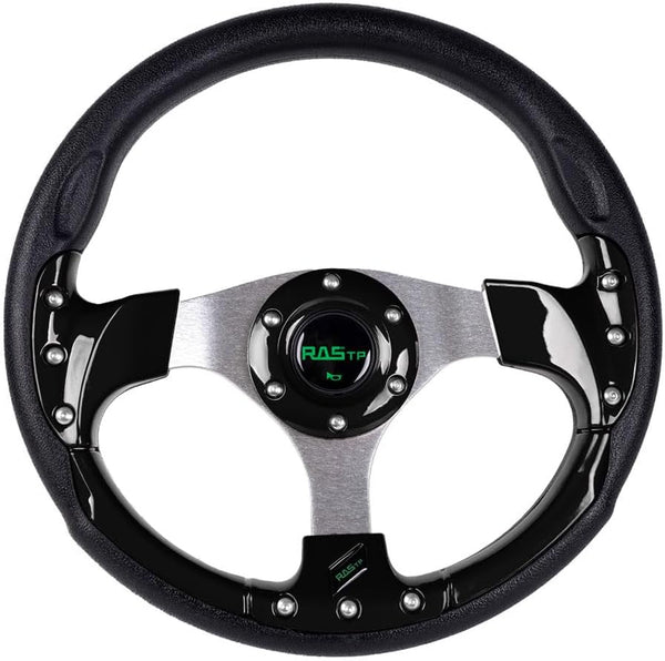 RASTP Golf Cart Steering Wheel 12.6”/320mm for Club Car DS, Club Car Precedent, EZGO, Yamaha Golf Carts, Black