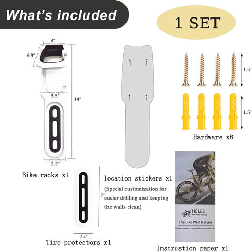 White Garage Indoor Bike Rack, Wall Mount Organizer Hook for Vertical Hanging, Heavy Duty Space Saving
