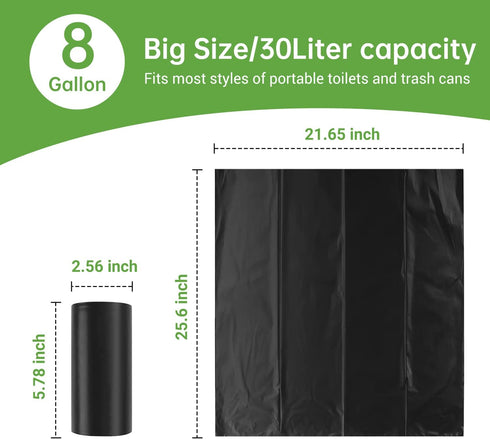 Winmoom 50 8 1.3 portable toilet bags for camping, Gallon Mil Thickened Compostable Toilet Replacement Bags