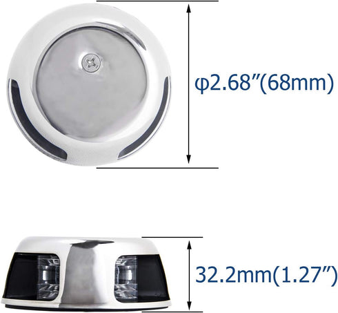 Young Marine Stainless Steel Deck Mount, Bi-Color Bow Light Red and Green LED for Boat Pontoon Yacht