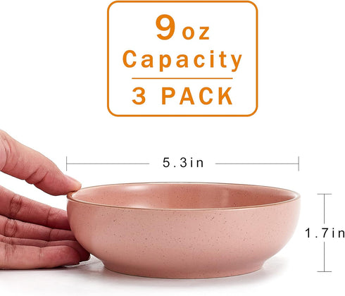 Ceramic Cat Bowls, Howise Pet Dishes for Food and Water, 5.19 in Cat Food Bowl 3 Pack, Matte Pink Finish