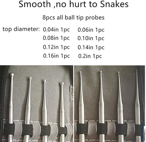 Leoterra 8pcs Ball Tip Snake Probe Kit, Professional Probes Set for Different Size Snakes