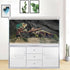 Stone Aquarium Background - Underwater Black Rock Fish Tank Background, Polyester with 6 EVA Double-Sided Tapes 36x18