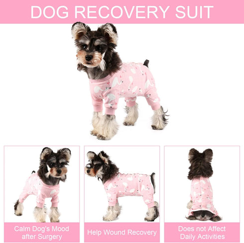 Dog Recovery Suit - Female/Male Dog Onesie for Small Breed Surgery Recovery, Pink Swan, Medium
