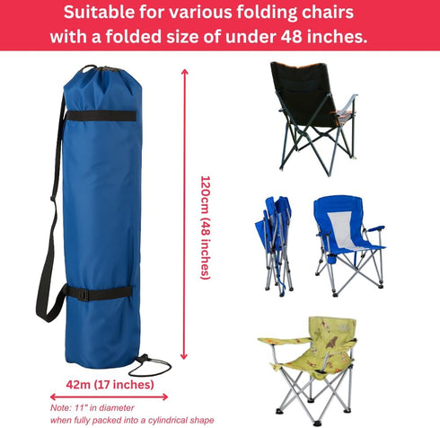 TURBOOST 48 11 Inches, 600D Heavy Duty Camping Chair Replacement Bag with Side Pocket, Camp Cover Bags for Carrying