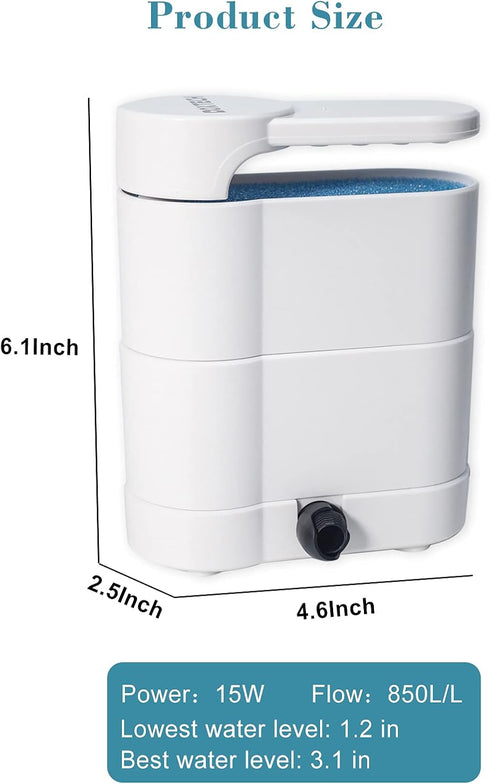 UPETTOOLS Turtle Filter Internal Filter for Reptiles Tank, Low Level Filter for Small Fish, Turtle, Shrimp Tanks