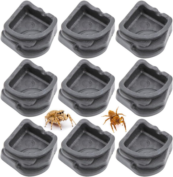 9 Pcs Mini Resin Tarantula Micro Water Bowl, Tiny Bowl for Spider, Tarantula, Millipede Insect (Small: 1" D)