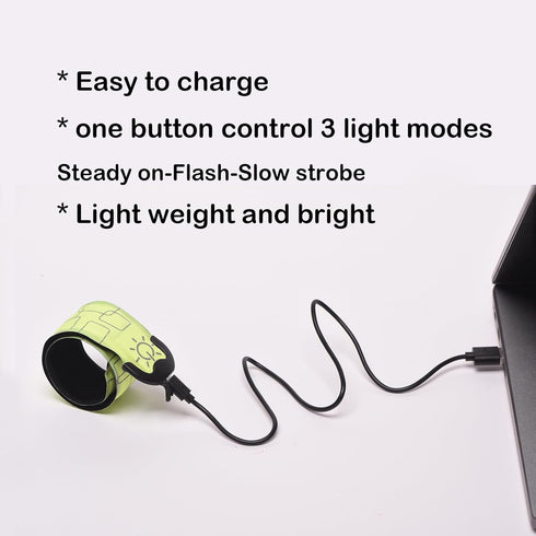 Vantone LED Safety Wristband Lights - 2 Pack Rechargeable High Visibility Glow Bracelets for Night Running and Cycling