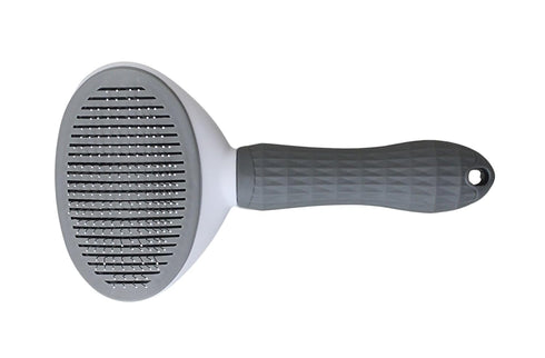 Easy-Clean Slicker Brush for Dogs, Cats & Bunnies, Gentle De-shedding Tool with Self-Cleaning