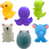 Jalousie 4 Inch Latex Dog Squeaky Toys - Soft Rubber Puppy Chew Toy for Fetch Play (6 Pack Animal Medium)