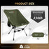 Camptime Backpacking 330Lbs, Portable Camping Chair, Lightweight Compact Chair with Side Pocket, Wide Seat Folding