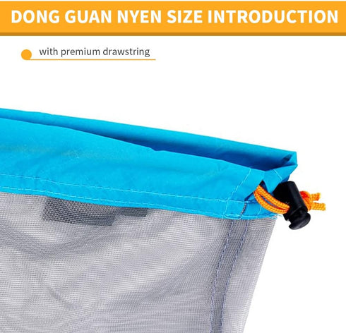 Ultralight Camping Mesh Storage Bag, Drawstring Nylon Sack for Outdoor Travel Hiking (XL-Blue)