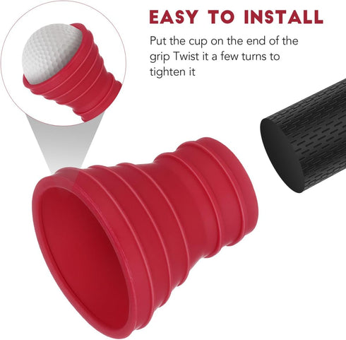 NUOBESTY Golf Pick-up Suction Cup Grabber, Rubber Golf Ball Retriever Picker Upper, Red