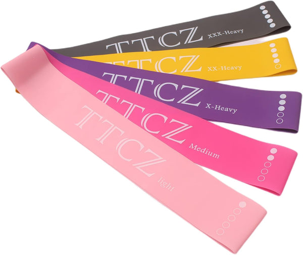 Resistance Loop Exercise Bands with Carry Bag - Set of 5 Workout Loop Bands for Body Fitness