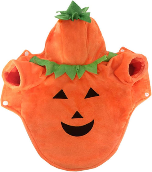 Mogoko Dog Cat Halloween Pumpkin Costume, Pet Cosplay Costumes, Puppy Warm Fleece Hoodie, Autumn Winter Clothes (L Size)