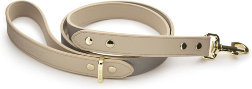 London Vegan Leather Dog Leash (4ft) - Padded Luxury Dog Lead for Large Dogs, Ideal Long Leash for Medium Dogs (Grey