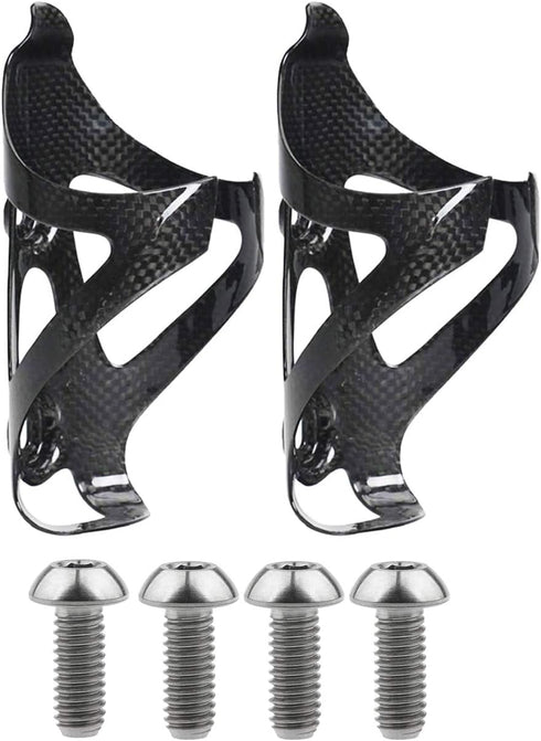 Full Carbon Fiber Bicycle Water Bottle Cages Holder Brackets Pack of 2 with Titanium Bolts