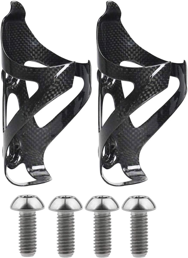 Full Carbon Fiber Bicycle Water Bottle Cages Holder Brackets Pack of 2 with Titanium Bolts
