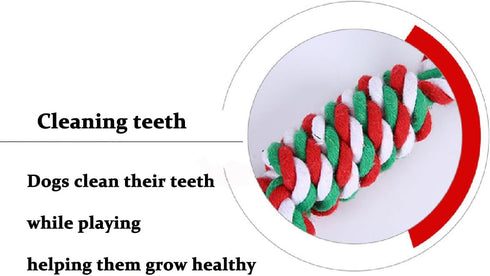 Dog Chew Toys Set of 2, Christmas Tug Ball Rope Toy for Small and Medium Dogs, Teeth Cleaning and Gum Massage