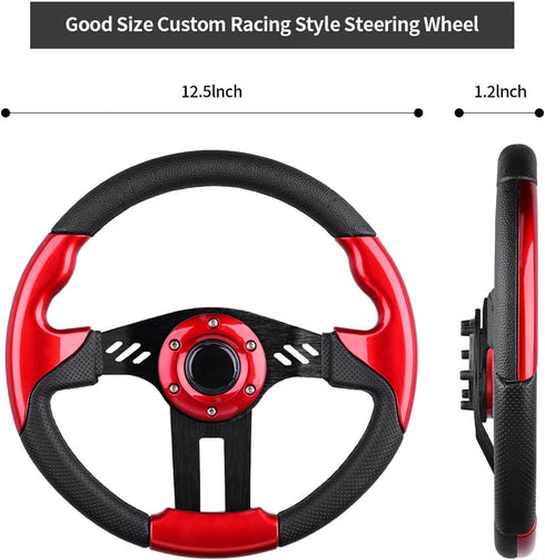 Golf Cart Steering Wheel - EZGO Club Car Yamaha Universal Steering Wheel in Red, Cool Racing Style