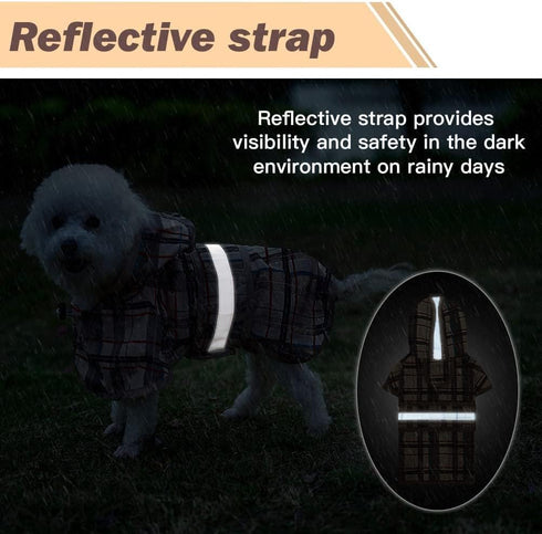 KOOLTAIL Dog Raincoat Hooded Slicker Poncho, Waterproof Doggie Rain Jacket for Small Medium Dogs, Beige.