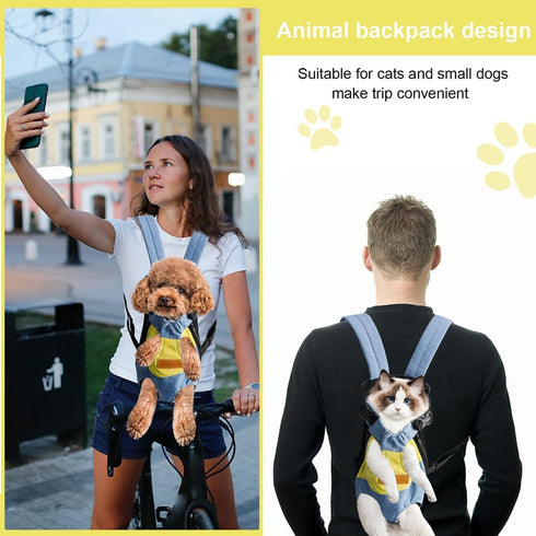 Pet Carrier Backpack, Adjustable Legs Out Easy-fit Chest Carrier for Small Dogs Cats Puppies