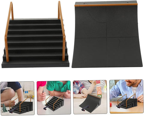 2Pcs Set Abaodam Fingerboard Ramps Skateboard Park Kit Finger Skateboard Ramp for Kids Adults Training Coordination