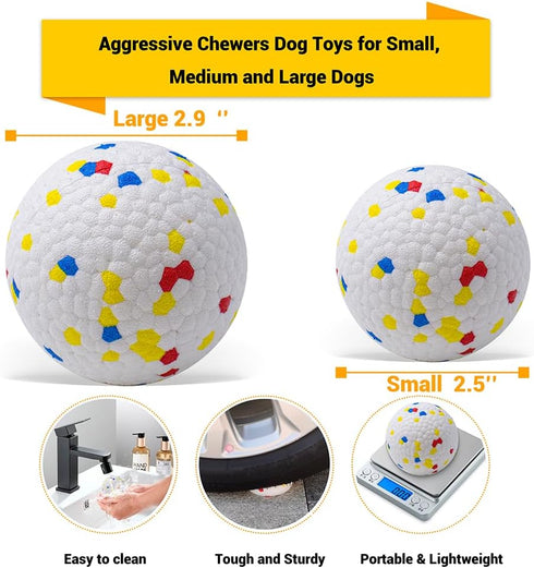 Dog Balls Toys for Aggressive Chewers - Indestructible Bouncy Floating Balls for Fetch, Durable Solid Rubber for