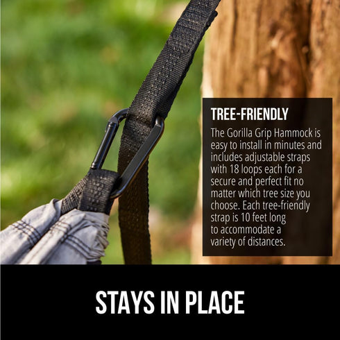 Hammock Hammocks Backpacking GORILLA GRIP Durable Camping with Heavy Duty Tree Straps, Portable for Outside, Easy