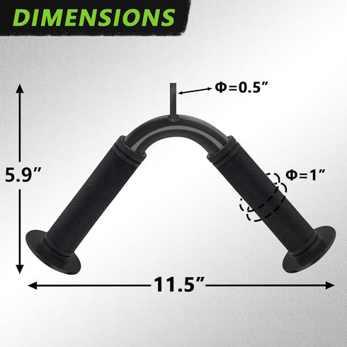 Tricep Press Down Bar, V Bar Cable Attachment, Steel with Non-Slip Rubber Grip