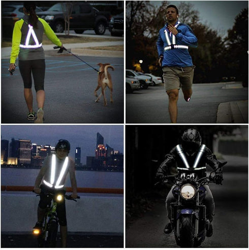Reflective Vest Running Gear 3 Pack, Adjustable High Visibility Safety Vests with Reflective Belt Straps