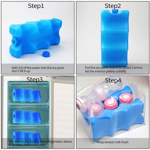 ISUSSER Pack 3 Packs Packs of Reusable Ice for Breastmilk Storage, Bottle Ice for Cool Cooler Bag, Breakfast, Lunch