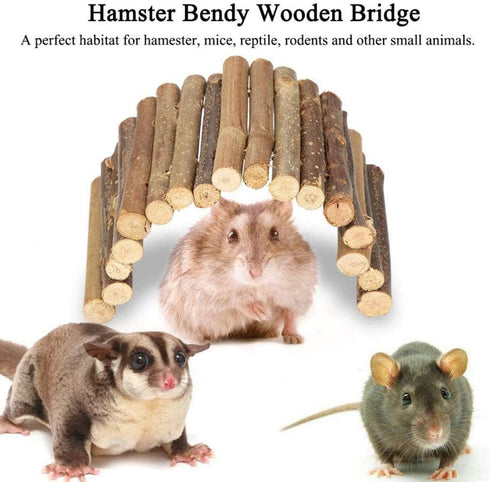 PINVNBY 2 PCS Hamster Toys - Wooden Ladder Bridge Tunnel Hide for Guinea Pigs and Small Animals