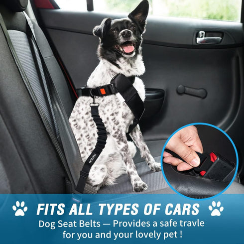COOYOO Dog Seat Belt - 3 Piece Set Adjustable Retractable Car Harness for Pet Safety