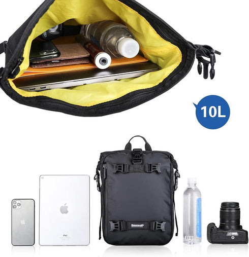 Rhinowalk 10L Waterproof Motorcycle Tail Bag - Motor Pannier Bag for Travel Luggage Storage