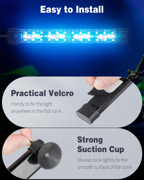 Pawfly 5 W LED Aquarium Light, 8 Inch 24/7 Fish Tank Light with Full Spectrum Multi-Colored LEDs, Timer & Adjustable