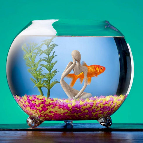 Sandstone Thinker Statue, Fish Tank Decorations, Abstract Aquarium Ornament for Home Office