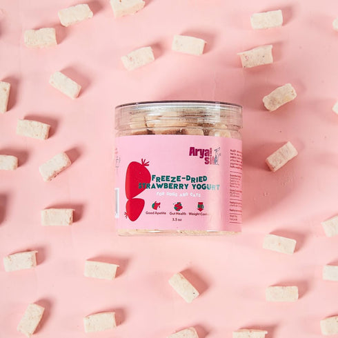 Freeze-Dried Dog Treats: Single Ingredient Strawberry Yogurt with Goat Milk