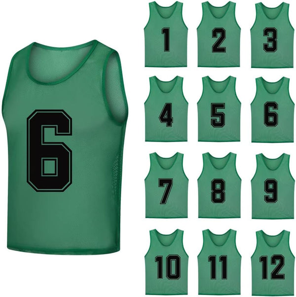 12 Pack1-12 Numbered Pinnies/Soccer Training Bibs/Basketball Jerseys for Kids,Youth and Adults