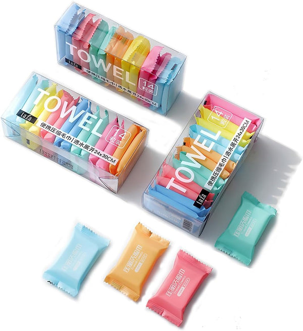 Compressed Towel, 14pcs Disposable Cotton Portable, Vacation Essentials Travel Home Outdoor Sports